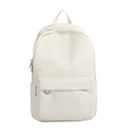 Mochila minimalista de lona beige para estudiantes con iconos y gran capacidad - Blanco