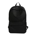Mochila minimalista de lona negra impermeable con iconos de exterior y compartimento grande - Negro