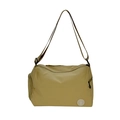 Large khaki nylon bucket bag with adjustable strap and multiple zipper pockets - Khaki