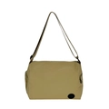 Large capacity khaki nylon messenger bag with adjustable strap and casual bucket style - Khaki with Black Label