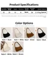 Detailed view of corduroy baguette bag dimensions 22x13x8cm with metallic chain strap - Brown Fabric Strap