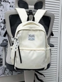 Sac à dos d'école blanc crème avec pendentif nœud en dentelle et ailes d'ange - Noir