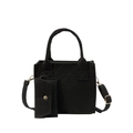 Set borsa tote in feltro nero trapuntato con portamonete e tracolla in tessuto regolabile - Nero