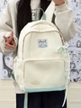 Sac à dos d'école en toile crème avec touches vert menthe et nœud en dentelle style JK - Vert