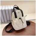Cream white nylon backpack with black contrast straps and drawstring pocket - Off White