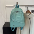 Mochila informal verde menta minimalista con múltiples bolsillos de cremallera en nailon - Azul