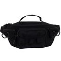 Tactical black crossbody waist bag with MOLLE webbing and multi-pocket storage - Black
