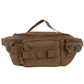 Tactical outdoor waist bag in coyote brown with multiple functional zipper compartments - Brown