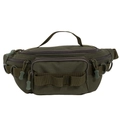 Army green tactical waist bag with MOLLE system and durable nylon zippers - Green