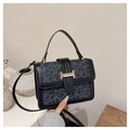 Chic black and gray crossbody bag with GK letter print and gold hardware - Black