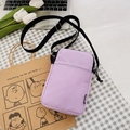 Bolso vertical de nailon a cuadros morados para móvil con correa ajustable y bolsillo - Morado