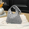 Bolso hobo de pana gris con lazos negros y estampados de corazones para uso diario casual - Gris
