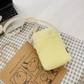 Minimalist light yellow canvas crossbody phone bag with adjustable strap for women - Yellow