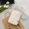Vertical corduroy crossbody phone bag in cream white color with adjustable strap - White