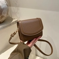 Chic brown mini square bag with adjustable strap and golden buckle for women - Brown