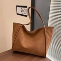 Bolso tote clásico de cuero sintético mate en marrón caramelo con asas anchas - Marrón