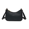 Bolso de hombro clásico negro de media luna en cuero PU con cremallera dorada - Negro