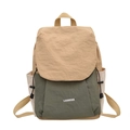 Sac à dos de voyage minimaliste avec patchwork kaki et vert olive et poches à cordon de serrage - Kaki