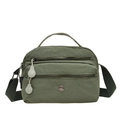 Bolso bandolera de nailon verde militar minimalista con gran capacidad y diseño de cremalleras - Verde