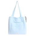 Minimalist light blue drawstring tote bag made of soft quilted nylon fabric with shoulder straps - Light Blue