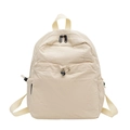 Mochila de viaje minimalista beige con bolsillo con cordón y tejido de nailon ligero - Blanco Roto