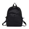 Mochila minimalista de nailon negro para mujer con correas ajustables y bolsillo frontal - Negro