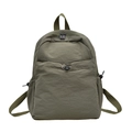 Mochila de viaje verde oliva con bolsillo con cordón y tela de nailon resistente - Verde