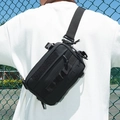 Borsa tattica da petto in nylon nero con sistema MOLLE e velcro per sport all'aperto - Nero