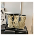 Borsa tote trapuntata kaki con manici neri e grande capacità per il pendolarismo - Cachi
