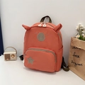 Coral orange kids backpack with cute ears and star patch for little girls and boys - Orange