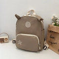 Cute khaki cartoon backpack with animal ears and star patch for little girls - Khaki