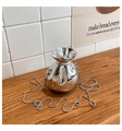Chic silver shiny fortune bag style acrylic evening clutch with metal ball chain - Silver