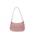 Pink patent leather underarm bag with a gold zipper and minimalist curved shape - Pink