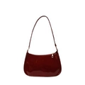 Fashionable deep red glossy patent leather underarm bag with gold metal zipper - Red
