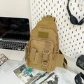 Taktische khakifarbene Umhängetasche mit MOLLE-System und Klettverschluss für Outdoor - Khaki