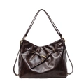 Brauner Retro-Leder-Tote-Rucksack mit goldener Ringschnalle für Damen Pendeln - Braun
