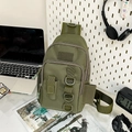 Tactical army green crossbody chest bag with Molle system for outdoor hiking and cycling - Army Green