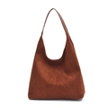 Vintage καφέ σουέτ τσάντα tote με δερμάτινο λουράκι μινιμαλιστική τσάντα ώμου hobo - Καφέ