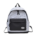 Sac à dos blanc à pois avec poche frontale noire et design épuré en toile - Gris et Noir