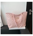 Borsa tote rosa con stampa di lettere M e fiocco dorato per donne - Rosa