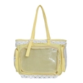 Yellow Japanese style ita bag with lace trim and clear PVC window for pin badges - Single Bag / Yellow