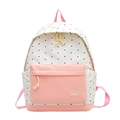 Sac à dos d'écolier à pois roses et blancs avec motif étoiles et bretelles - Crème avec rose