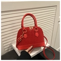Bolso de mano rojo con estampado de leopardo, herrajes dorados y bandolera - Rojo