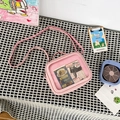 Pink PU crossbody ita bag with transparent PVC window and adjustable shoulder strap - Pink