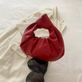Bolso de mano minimalista color vino con asa de nudo y elegante diseño plisado - Rojo