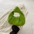 Elegante bolso hobo plisado verde aguacate con asa anudada y cuero de PU suave - Verde