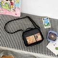 Japanese style black ita bag with transparent window and adjustable shoulder strap - Matte Black