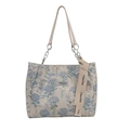 Borsa tote in tela a fiori con catena in metallo e logo Fashion Instinct - Stampa Blu