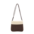 Bolso bandolera vintage de ante marrón con ribete de felpa blanca para el invierno - Marrón