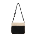 Elegante bolso bandolera de felpa en negro y beige con correa fina para el invierno - Negro